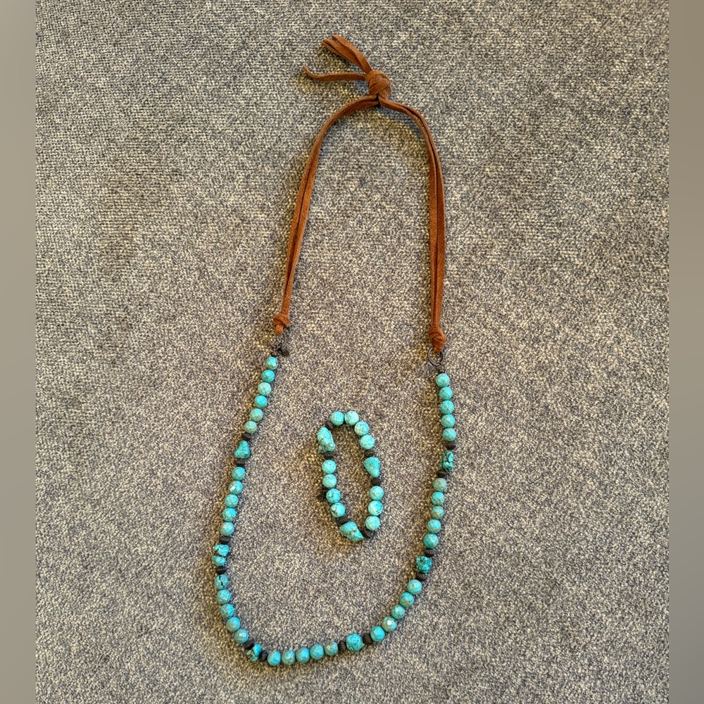 Turquoise Beaded Necklace and Bracelet Set